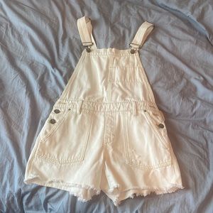 Off-white fringed overalls (shorts)